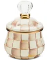 Mackenzie-childs Mocha Check Lidded Sugar Bowl In Mocha