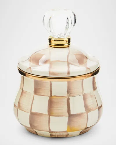 Mackenzie-childs Mocha Check Lidded Sugar Bowl In Neutral