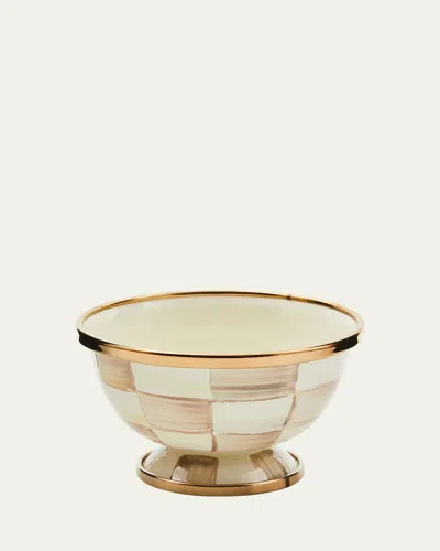 Mackenzie-childs Mocha Check Little Sugar Bowl In Pink