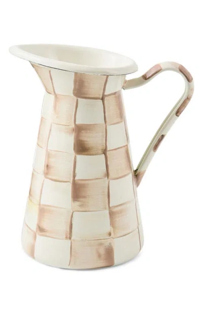 MACKENZIE-CHILDS MACKENZIE CHILDS MOCHA CHECK MEDIUM ENAMELED STEEL PRACTICAL PITCHER