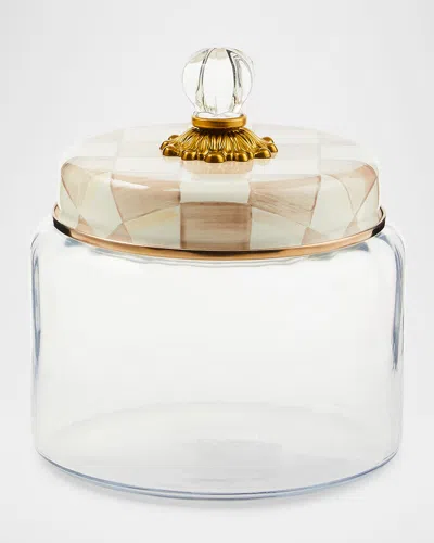 Mackenzie-childs Mocha Check Medium Kitchen Canister In Neutral