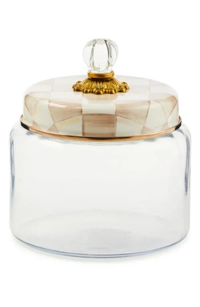 Mackenzie-childs Mackenzie Childs Mocha Check Medium Kitchen Canister In Transparent