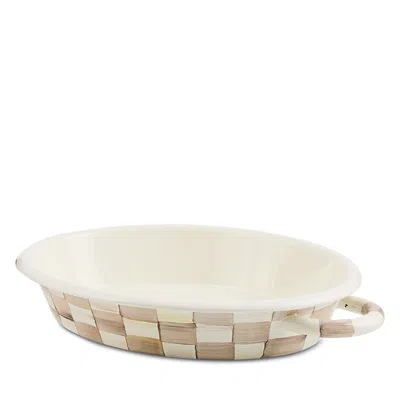 Mackenzie-childs Mocha Check Medium Oval Gratin Dish In Neutral