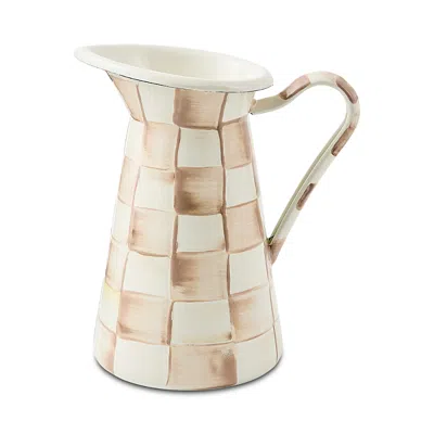 Mackenzie-childs Mocha Check Medium Practical Pitcher In Neutral
