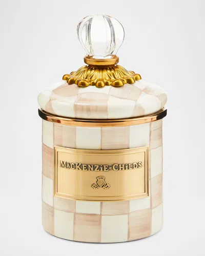 Mackenzie-childs Mocha Check Mini Canister In Pink