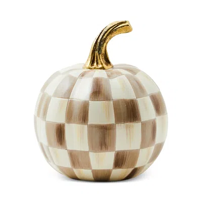 Mackenzie-childs Mocha Check Mini Pumpkin In Brown