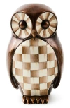 Mackenzie-childs Mackenzie Childs Mocha Check Owl Figurine In Brown