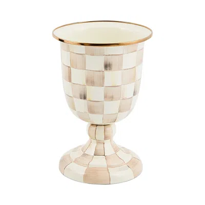 Mackenzie-childs Mocha Check Pedestal Vase In Neutral