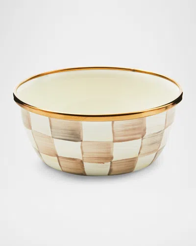 Mackenzie-childs Mocha Check Pinch Bowl In Brown