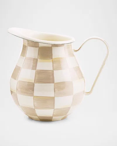 MACKENZIE-CHILDS MOCHA CHECK PITCHER, 3 QT.