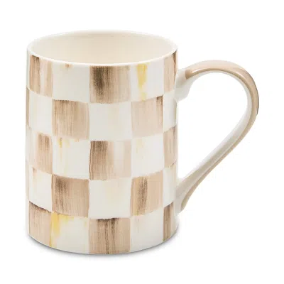Mackenzie-childs Mocha Check Porcelain Mug In Neutral