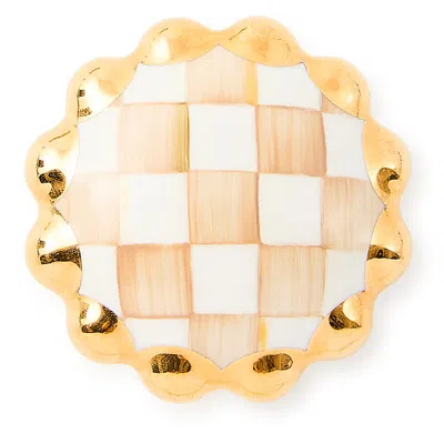 Mackenzie-childs Mocha Check Round Knob In Gold