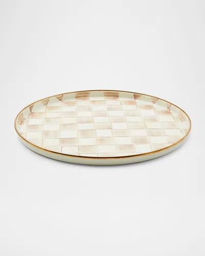 Mackenzie-childs Mocha Check Round Tray In Neutral