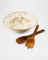 Mackenzie-childs Mocha Check Salad Serving Set