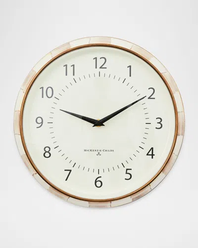 Mackenzie-childs Mocha Check School Clock In Neutral
