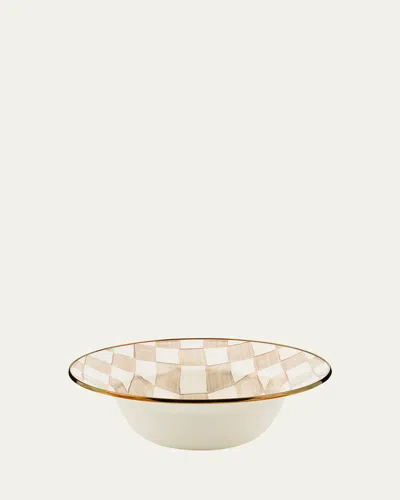 Mackenzie-childs Mocha Check Serving Bowl In White