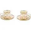 Mackenzie-childs Mackenzie Childs Mocha Check Set Of 2 Espresso Cups & Saucers In Brown