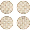 Mackenzie-childs Mackenzie Childs Mocha Check Set Of 4 Enameled Steel Appetizer Plates In Brown