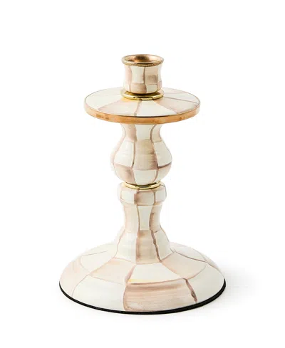 Mackenzie-childs Mocha Check Small Candlestick In Multi