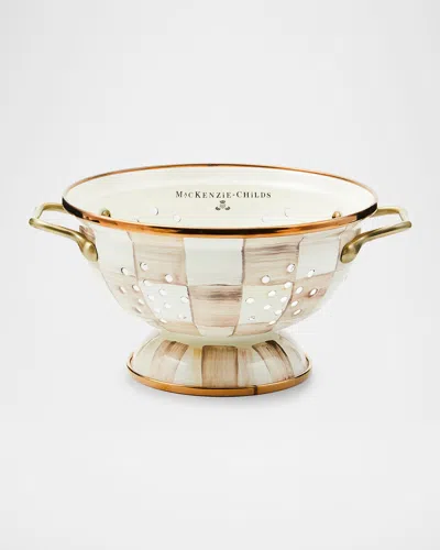 Mackenzie-childs Mocha Check Small Colander In Neutral
