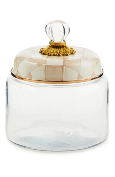 Mackenzie-childs Mackenzie Childs Mocha Check Small Kitchen Canister In Transparent