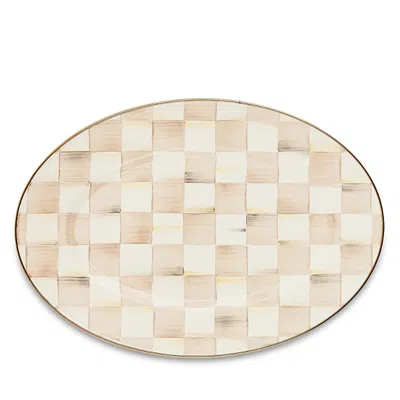 Mackenzie-childs Mocha Check Small Oval Platter In Neutral