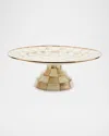 Mackenzie-childs Mocha Check Small Pedestal Platter