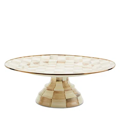 MACKENZIE-CHILDS MACKENZIE-CHILDS MOCHA CHECK SMALL PEDESTAL PLATTER