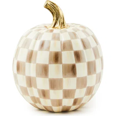 Mackenzie-childs Mackenzie Childs Mocha Check Small Pumpkin In Brown