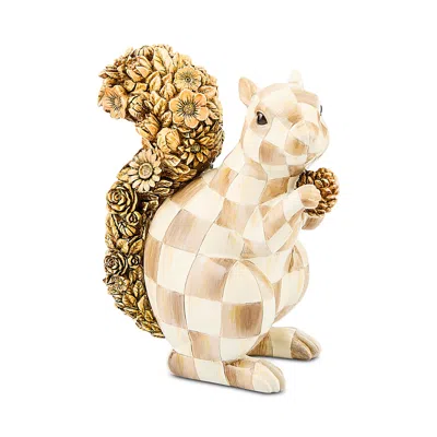 Mackenzie-childs Mocha Check Squirrel Figurine In Neutral