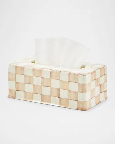 Mackenzie-childs Mocha Check Standard Tissue Box Cover In Neutral