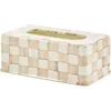 Mackenzie-childs Mackenzie Childs Mocha Check Standard Tissue Box Holder In Neutral