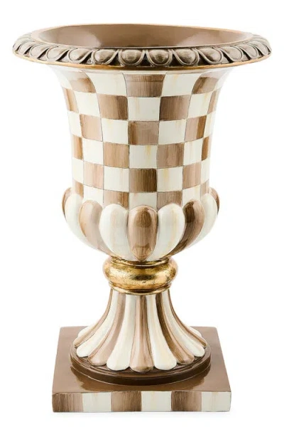 Mackenzie-childs Mackenzie Childs Mocha Check Tabletop Pedestal In Brown