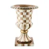 Mackenzie-childs Mocha Check Tabletop Pedestal Urn In Brown