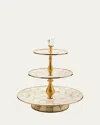 Mackenzie-childs Mocha Check Three-tier Sweet Stand