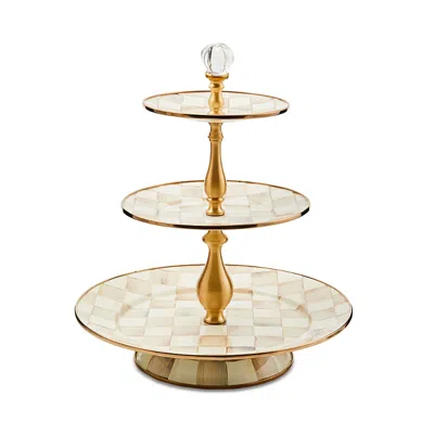 MACKENZIE-CHILDS MACKENZIE-CHILDS MOCHA CHECK THREE TIER SWEET STAND