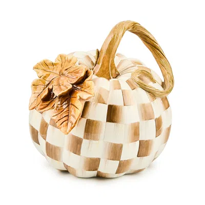 Mackenzie-childs Mocha Check Twisted Stem Pumpkin In Brown