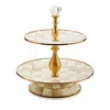 Mackenzie-childs Mocha Check Two Tier Sweet Stand In Mocha