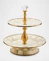 Mackenzie-childs Mocha Check Two Tier Sweet Stand