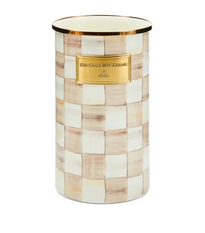 MACKENZIE-CHILDS MOCHA CHECK UTENSIL HOLDER