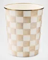 Mackenzie-childs Mackenzie Childs Mocha Check Waste Bin