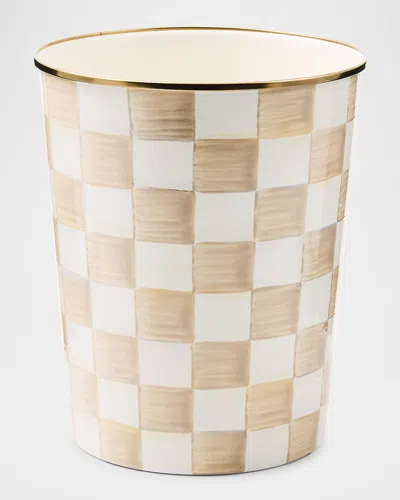 Mackenzie-childs Mackenzie Childs Mocha Check Waste Bin In Neutral