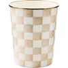 Mackenzie-childs Mackenzie Childs Mocha Check Waste Bin In Neutral