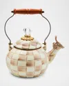 Mackenzie-childs Mocha Check Whistling Tea Kettle