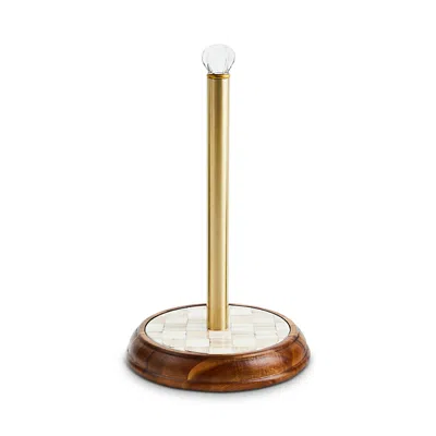 MACKENZIE-CHILDS MACKENZIE-CHILDS MOCHA CHECK WOOD PAPER TOWEL HOLDER