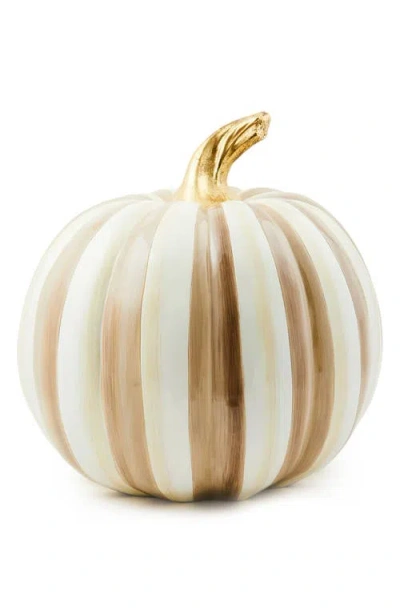 Mackenzie-childs Mackenzie Childs Mocha Stripe Medium Pumpkin In Brown