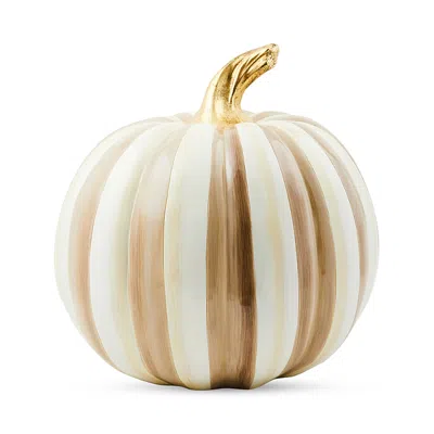 Mackenzie-childs Mocha Stripe Medium Pumpkin In Multi