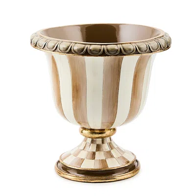 Mackenzie-childs Mocha Stripe Tabletop Urn In Brown