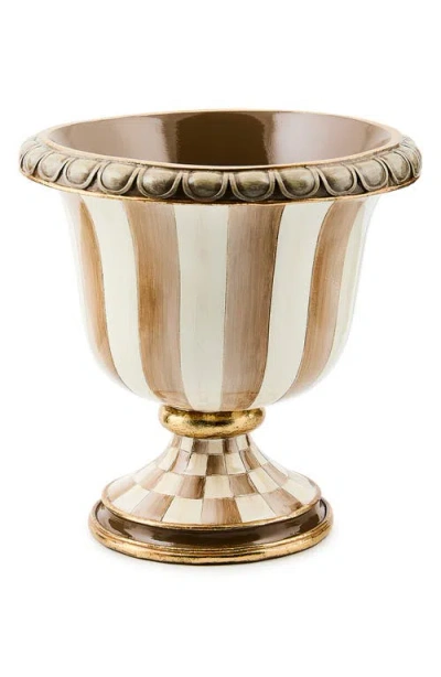 Mackenzie-childs Mackenzie Childs Mocha Stripe Tabletop Urn In Brown