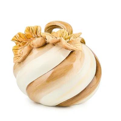 Mackenzie-childs Mocha Swirl Twisted Stem Pumpkin In Brown